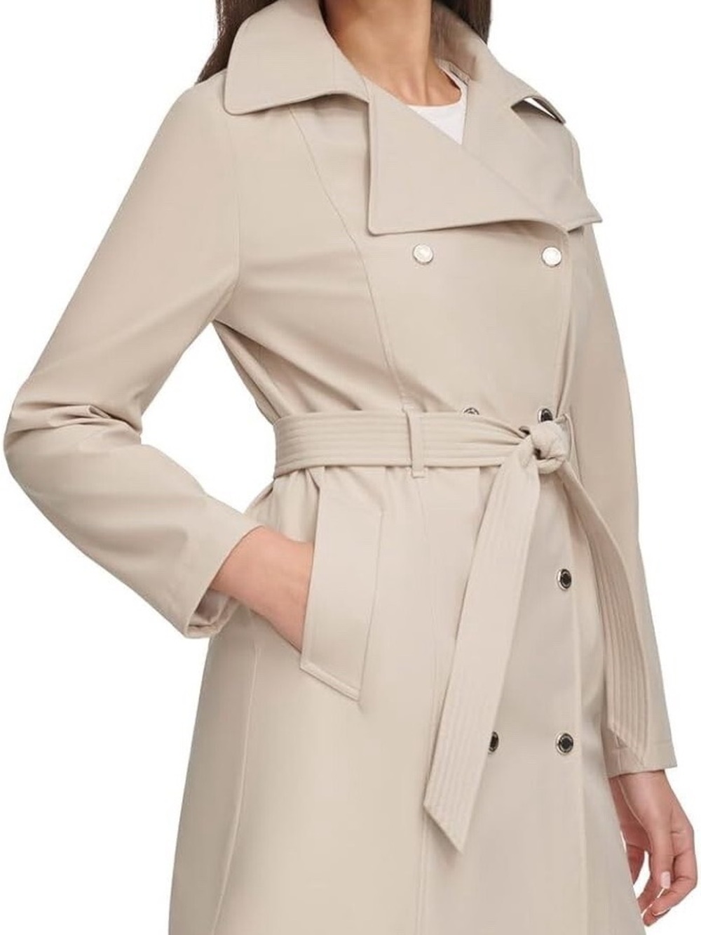 Gallery Cream Single-Breasted Trench Coat